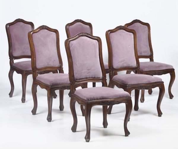 Dieci sedie in legno intagliato, Genova XIX-XX secolo