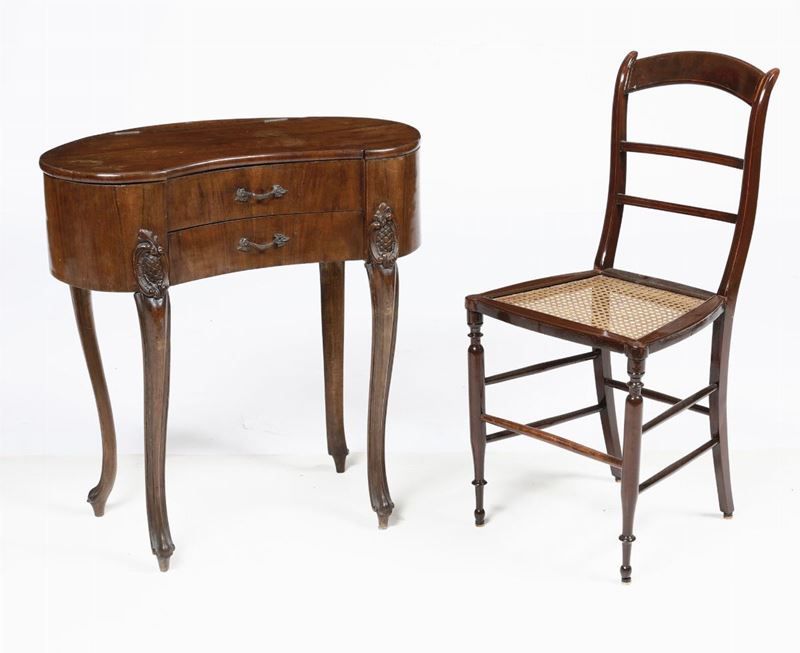 Toilette a fagiolo e sedia in legno  - Auction Antiques III - Timed Auction - Cambi Casa d'Aste
