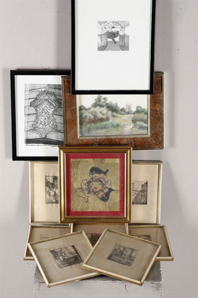 Dodici stampe con soggetti diversi e diverse dimensioni  - Auction Antiques II - Timed Auction - Cambi Casa d'Aste