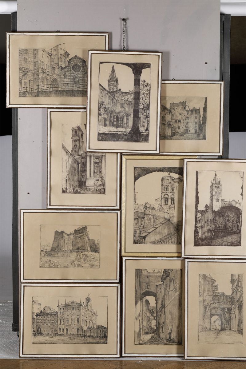 Lotto di dieci stampe raffiguranti architetture Genovesi  - Auction Antiques III - Timed Auction - Cambi Casa d'Aste