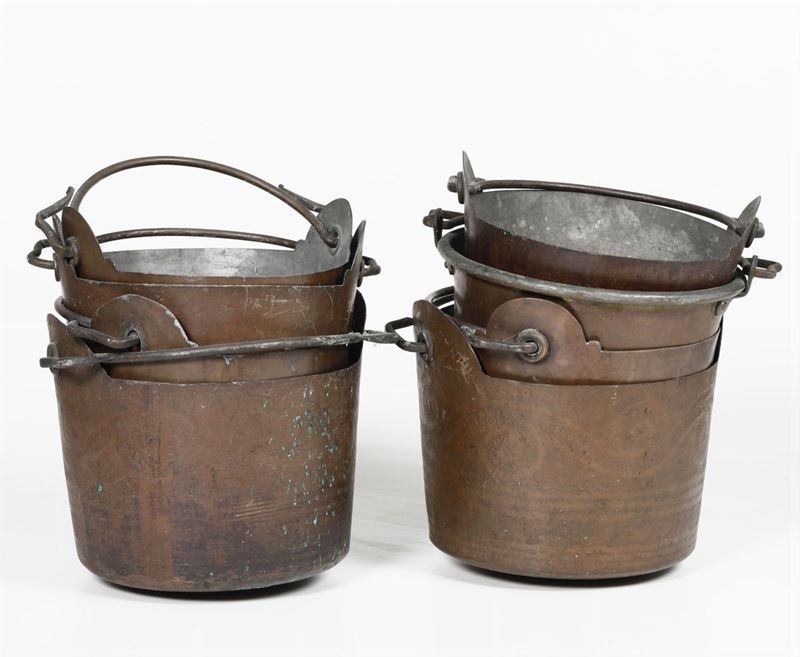 Lotto di secchielli in rame  - Auction Antiques II - Timed Auction - Cambi Casa d'Aste