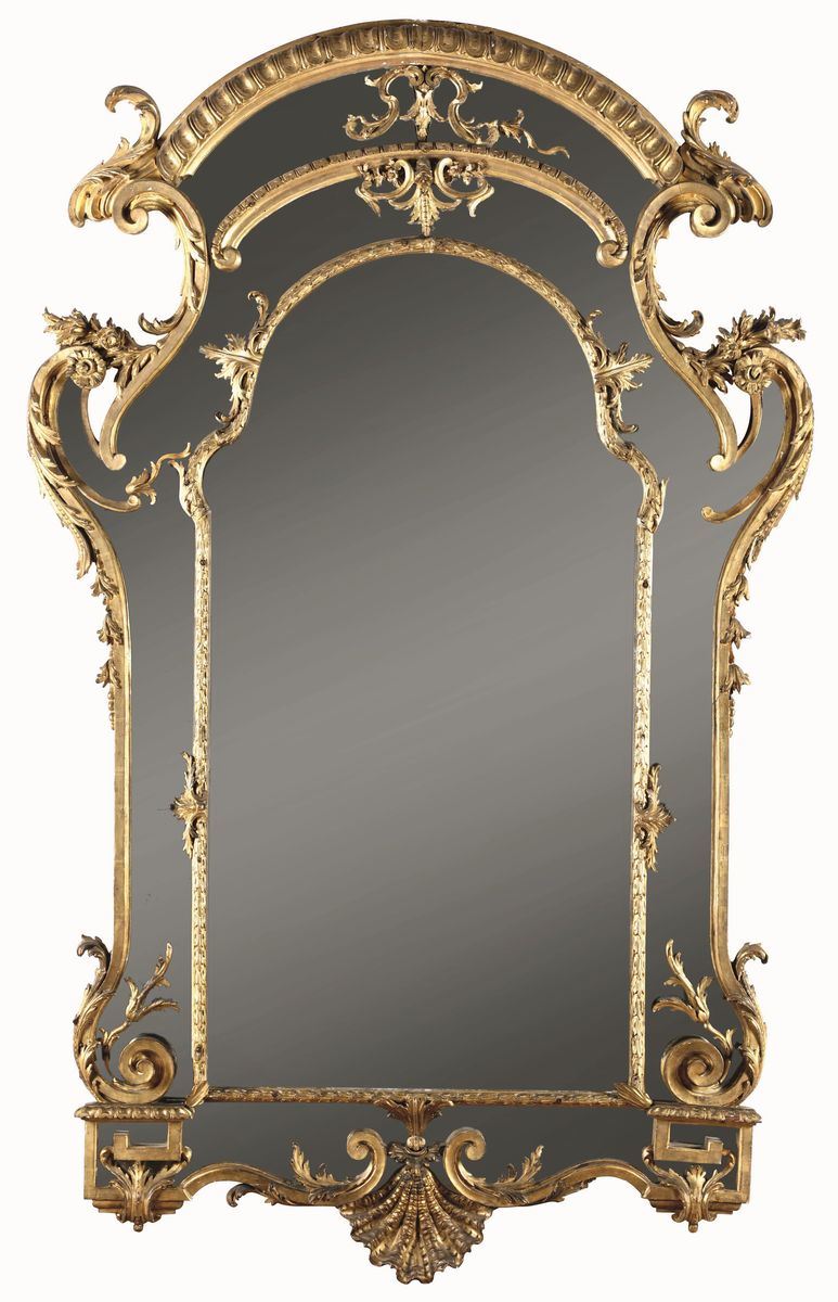 Grande specchiera in legno intagliato e dorato, XIX secolo  - Auction Antiques - Time Auction - Cambi Casa d'Aste