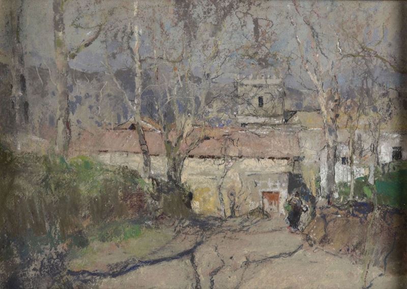 Pittore del XX secolo Paesaggio con torre  - Asta Dipinti del XIX e XX secolo - Cambi Casa d'Aste