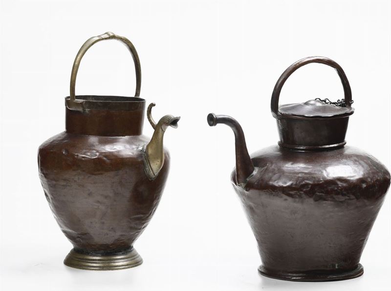 Coppia di versatoi in rame  - Auction Antiques II - Timed Auction - Cambi Casa d'Aste
