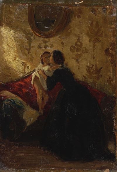 Pittore del XIX-XX Secolodonna con Bambino