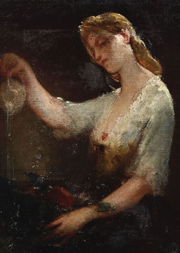 Pittore del XIX-XX secolo Donna con brocca