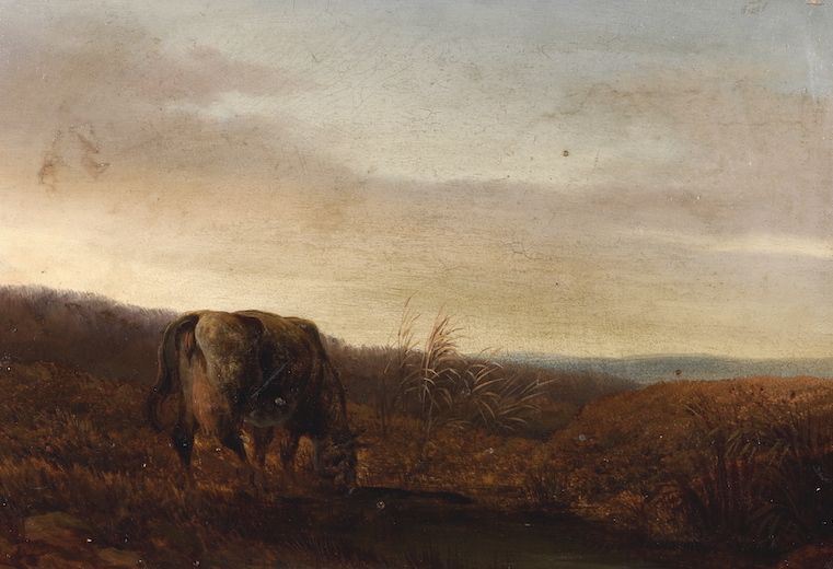 Pittore del XIX-XX secolo Paesaggio con mucca  - Asta Dipinti del XIX-XX Secolo - Asta a Tempo - Cambi Casa d'Aste