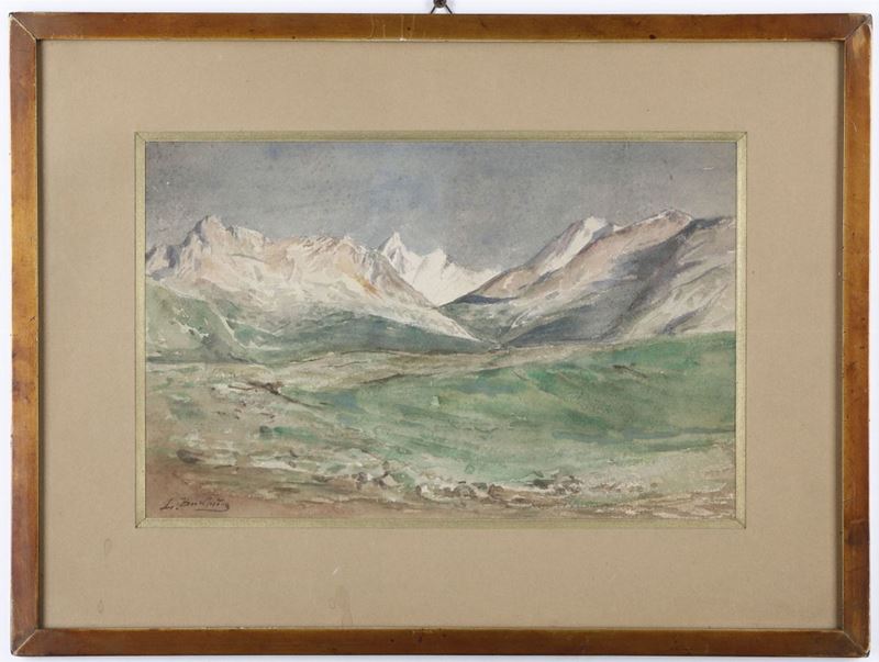 Leopoldo Burlando : Paesaggio montano  - Auction 19th and 20th Century Paintings | Timed Auction - Cambi Casa d'Aste