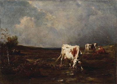 Léon-charles Hermann (1838-1907)mucche al Pascolo, 1879