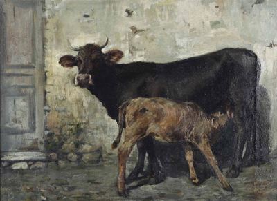 Garibaldi Gariani (1861-1930)animali nella Stalla