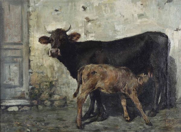 Garibaldi Gariani (1861-1930) Animali nella stalla