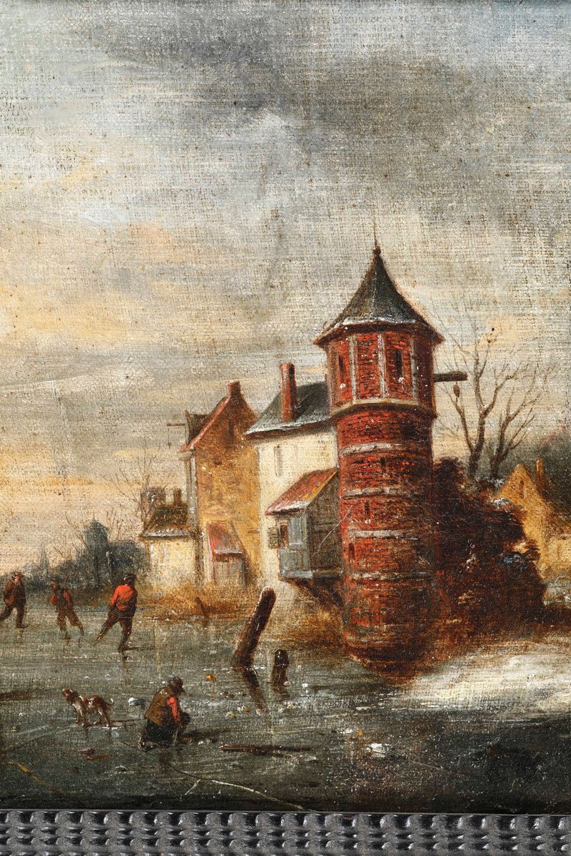 Andreas Schelfhout (L'aia 1787-1870)i Pattinatori
