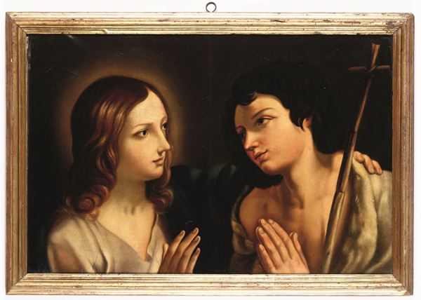 Guido Reni (Bologna 1575-1642), copia da Gesù abbraccia San Giovanni Battista