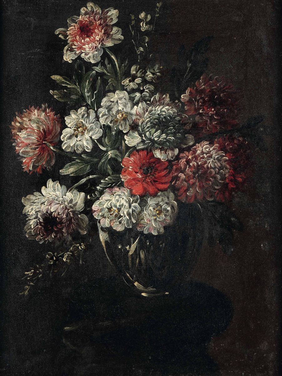 Scuola Romana del XVIII Secolonature Morte con Vasi di Fiori