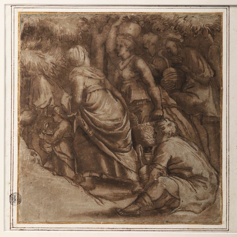 Polidoro da Caravaggio (Caravaggio, 1500 c.a - Messina, 1543), copia da Corteo di donne  - Asta Dipinti Antichi | Asta a Tempo - Cambi Casa d'Aste