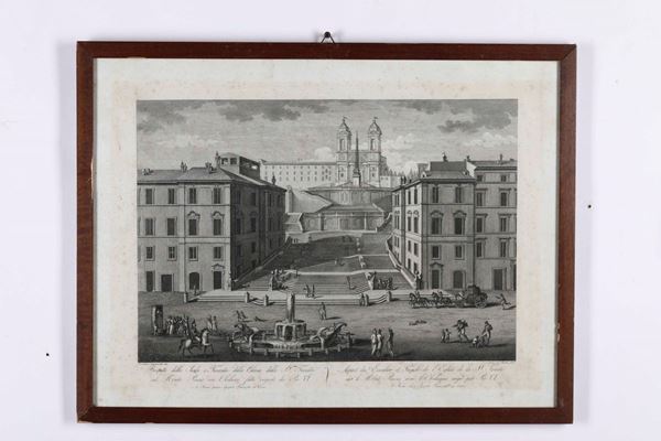 Acquaroni, Giovanni Prospetto della scala e facciata della chiesa della santissima Trinità. Roma, Franzetti 1816.