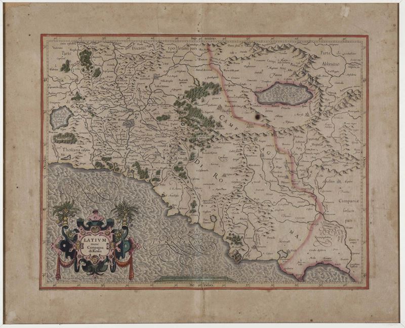 Mercator, Gerardus Latium nunc Campagna di Roma. S.l. (1589).  - Auction Engravings, Views, Maps and Rare Books - Cambi Casa d'Aste