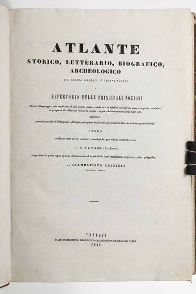 Le Sage, A.atlante Storico, Letterario, Biografico, Archeologico dai Secoli Omerici ai Giorni Nos...