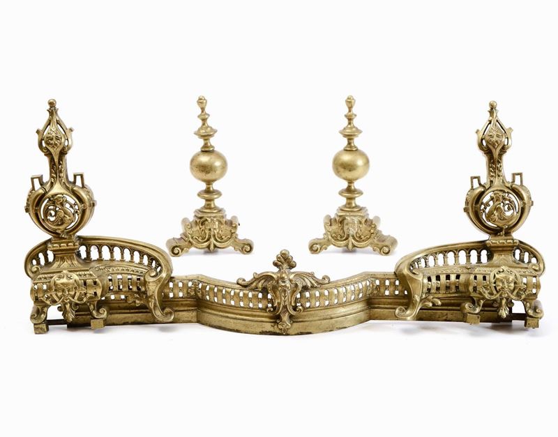 Coppia di alari da camino in bronzo dorato  - Auction Antiques III - Timed Auction - Cambi Casa d'Aste