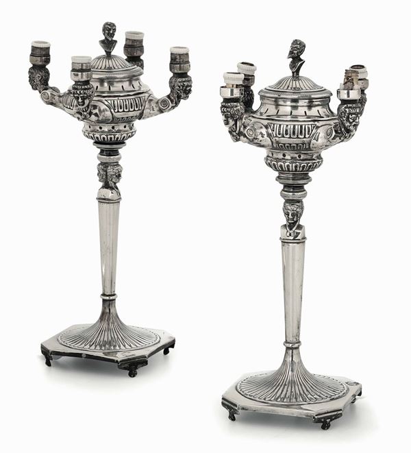 Two silver lamps, Italy, 1900s