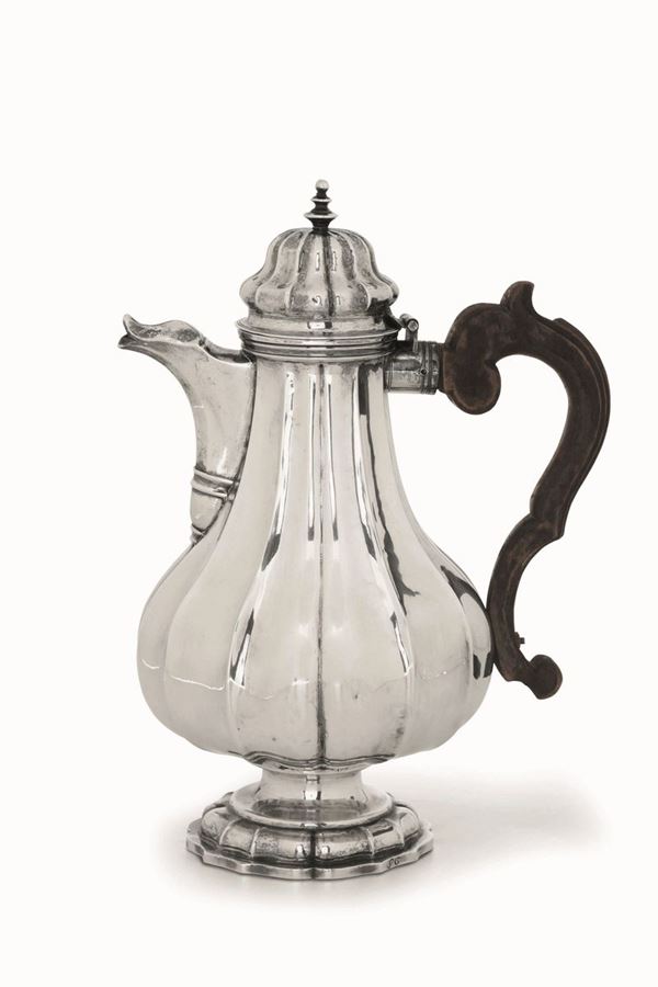 A silver coffee pot, Brescia late 1700s