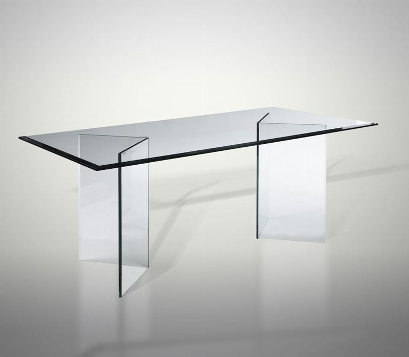 Tavolo con struttura in cristallo molato.  - Auction Design Lab - Cambi Casa d'Aste