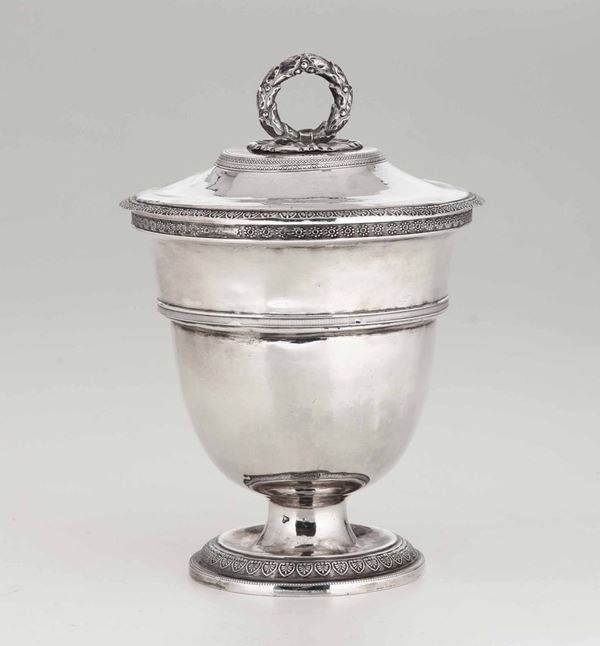 A silver sugar bowl, Turin 1800s, P. Borrani