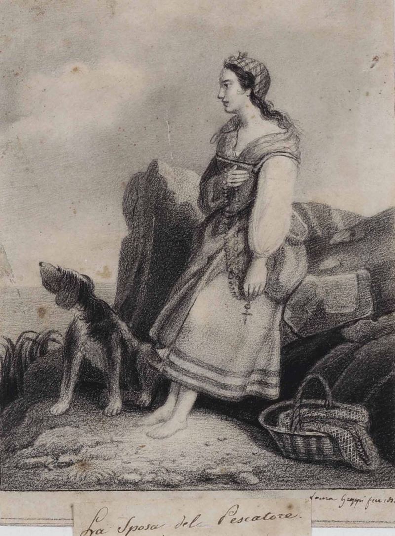 Laura Greppi (Milano 1813-1844) La sposa del pescatore  - Asta Dipinti del XIX-XX Secolo - Asta a Tempo - Cambi Casa d'Aste