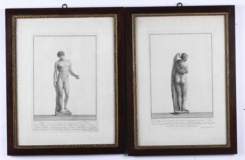 Francesco Piranesi (Roma 1756 - Parigi 1810) Antinoo, FD 1782 Venere callipigia, FD 1783  - Auction Important Sculptures, Furnitures and Works of Art - Cambi Casa d'Aste