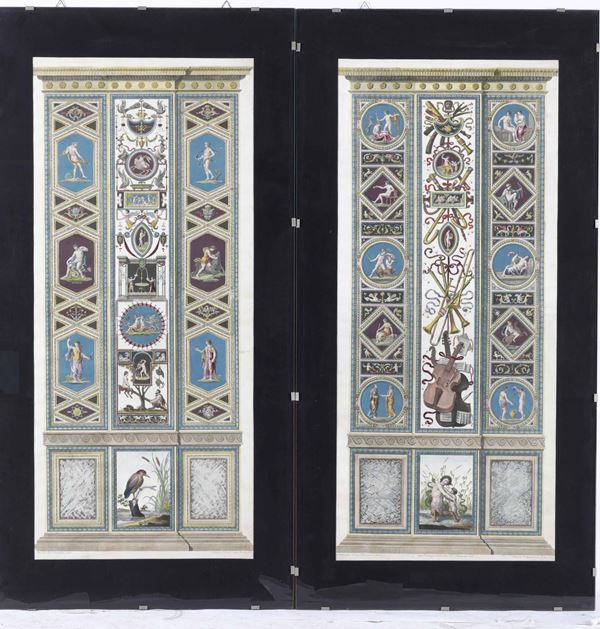 Quattro stampe raffiguranti affreschi di Raffaello, Giovanni Ottaviani e Giovanni Volpato, XVIII secolo
