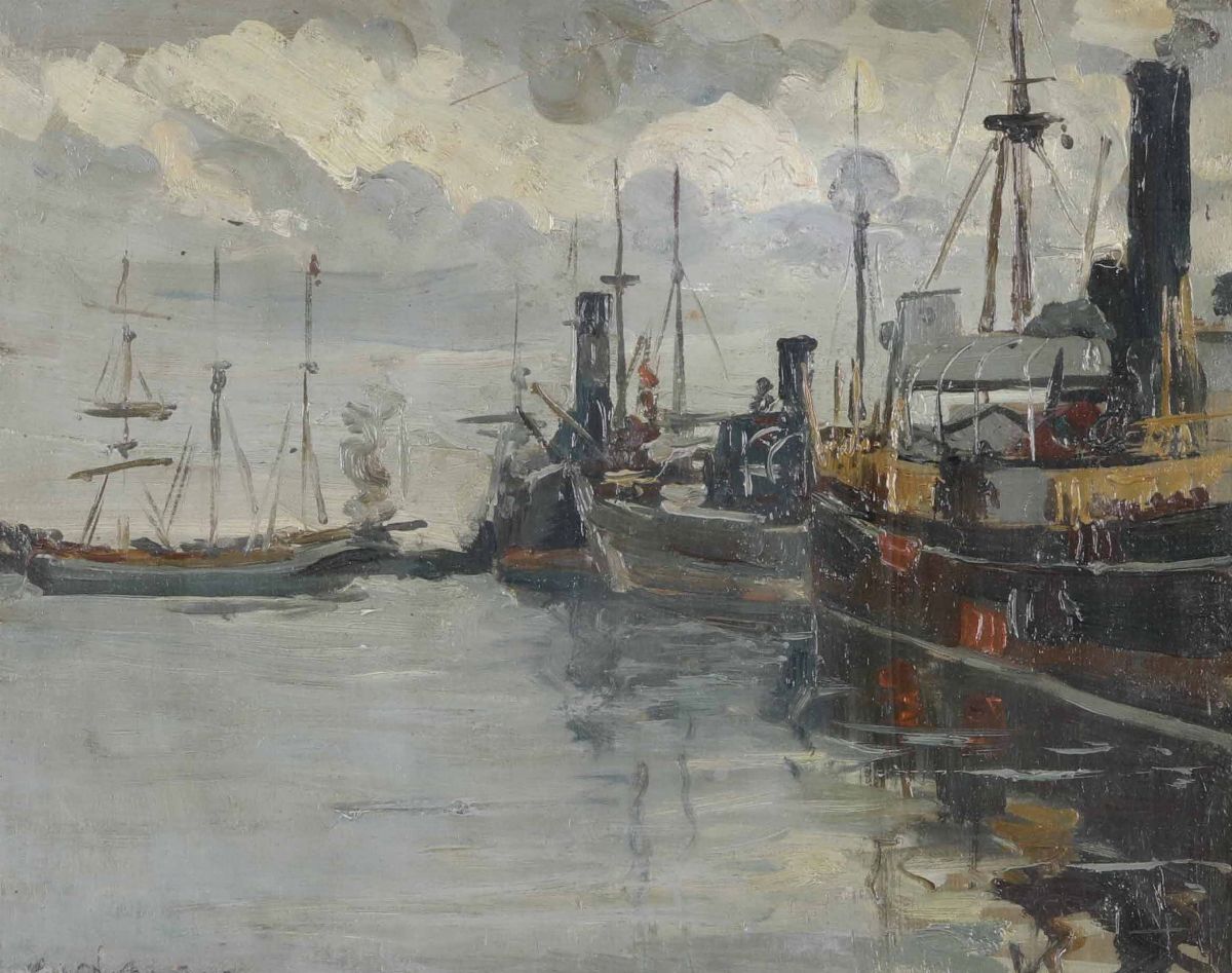 Guido Casciaro (1900-1963), Attribuito Anel Porto di Napoli Marechiaro