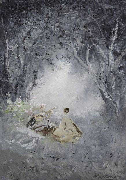 Pompeo Mariani (1857 - 1927) Suonatrici nel bosco  - Asta Dipinti del XIX-XX Secolo - Asta a Tempo - Cambi Casa d'Aste