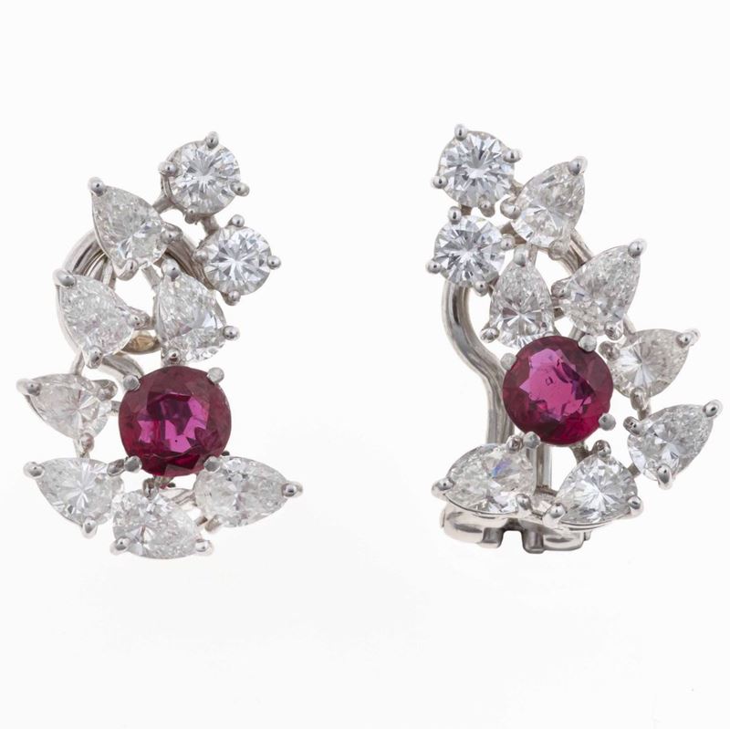 Orecchini con rubini e diamanti  - Auction Fine Jewels - Cambi Casa d'Aste