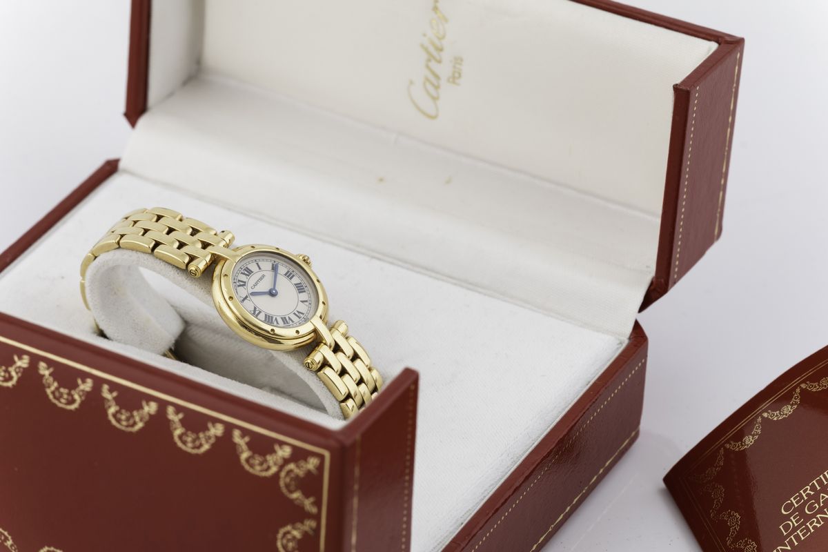 Cartier - Elegante Panthere Vandôme, Oro Giallo 18ct., Movimento al Quarzo, Completo di Scatola e...