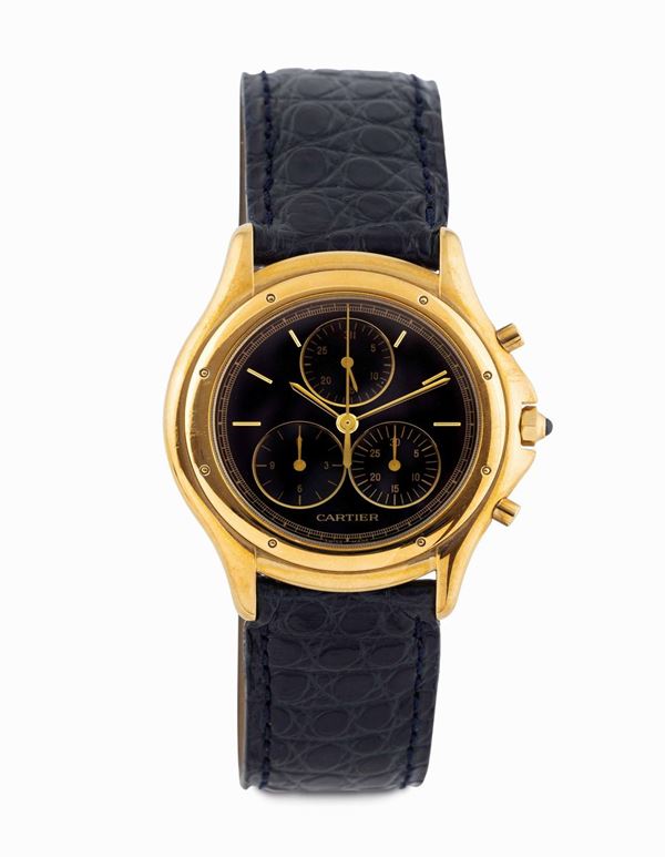 CARTIER - Elegante Cougart, oro giallo 18ct. cronografo al quarzo, circa 1990