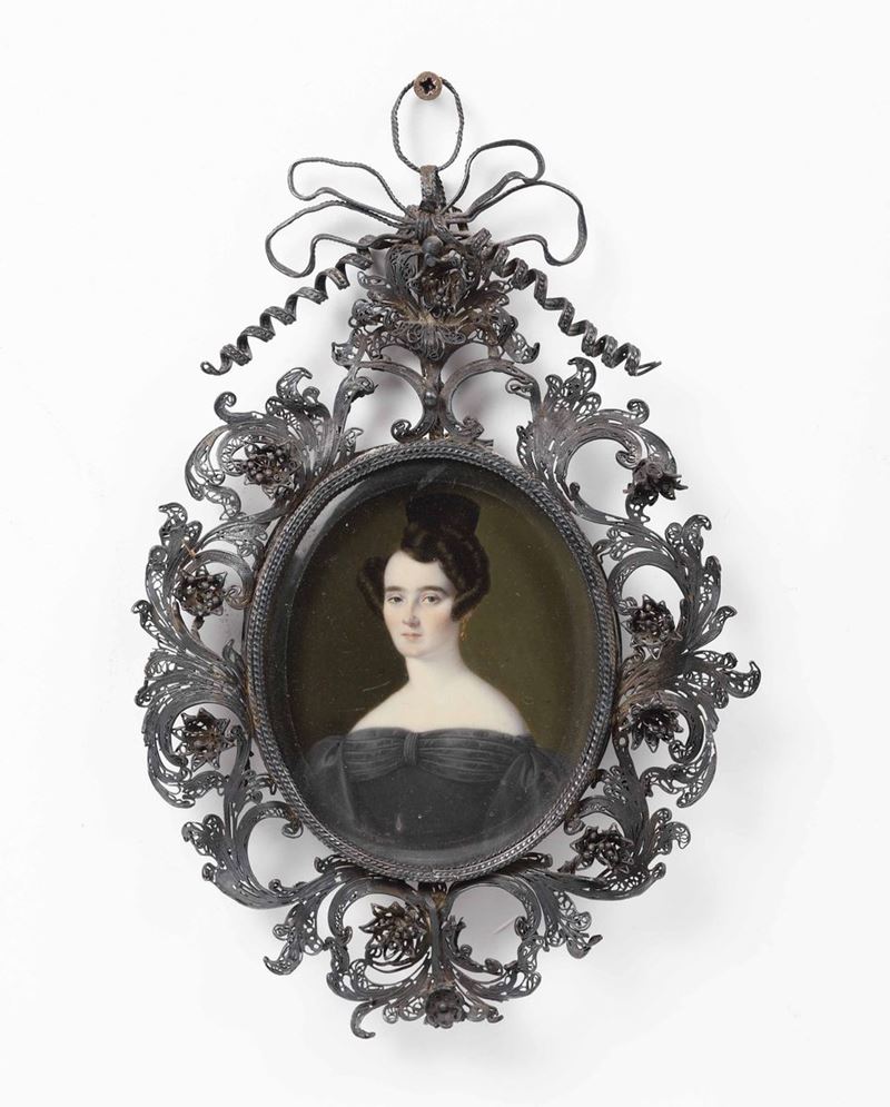 Carlo Caruson (XIX secolo), attr. Ritratto di giovane dama  - Asta Argenti e Object de Vertu | Asta a Tempo - Cambi Casa d'Aste