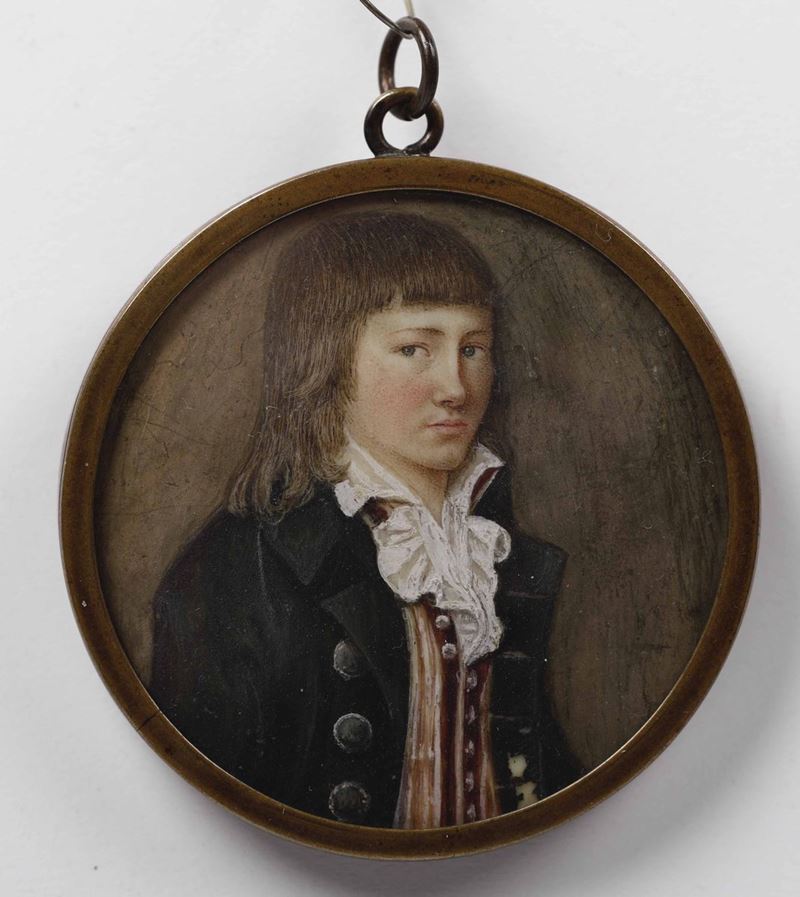 A miniature portrait of a young man, 1800s Ritratto di giovane  - Auction Silvers and Object de Vertu - Cambi Casa d'Aste