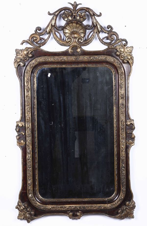 Specchiera con cornice dipinta e dorata, XIX secolo