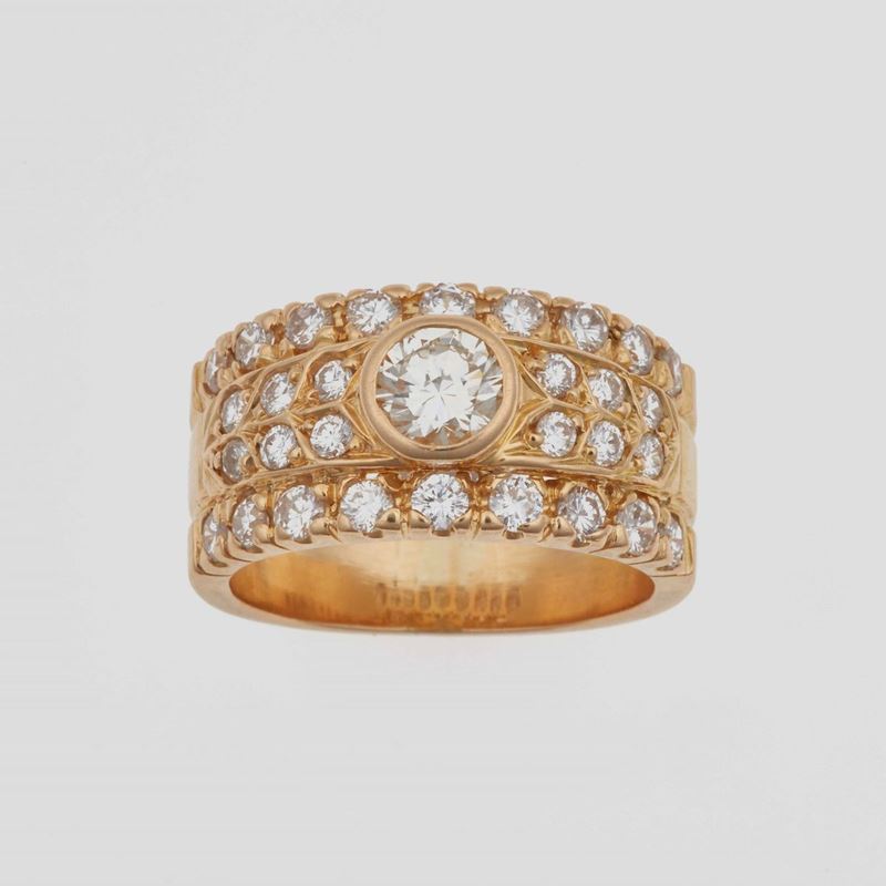 Anello a fascia con diamanti taglio brillante  - Auction Jewels - Time Auction - Cambi Casa d'Aste