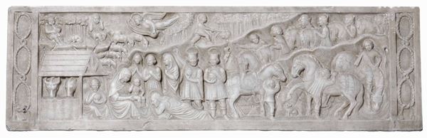 Adorazione dei Magi. Fregio in marmo bianco Scultore italiano del XIX secolo