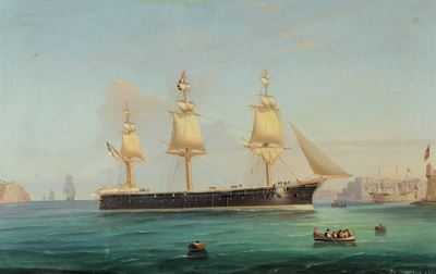 Antonio De Simone (1851-1907)ritratto di Corrazzata Inglese, 1877