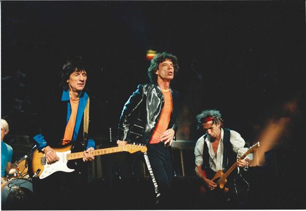 The Rolling Stones during their concert in Stockholm Globen arena tonight, Keith Richard, Mick Jagger and Ron Wood