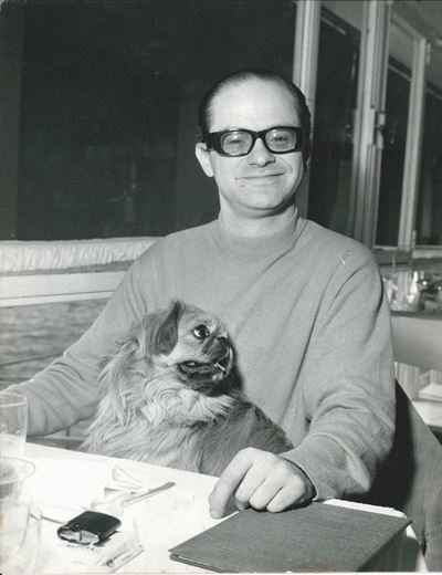 Gino Paoli con il Cane Pippo al Festival della Canzone di Sanremo, Gennaio 1964