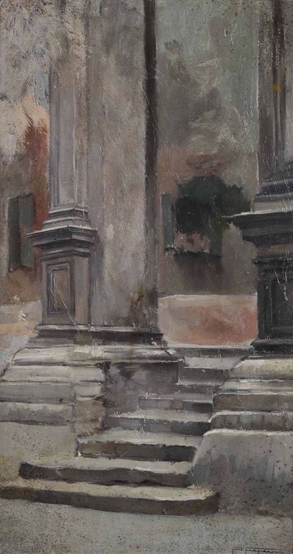 Pietro Fragiacomo (1856-1922), attribuito a Ingresso di palazzo
