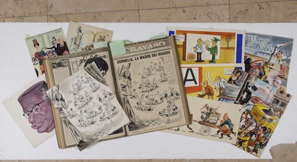A collection of 120 original art works from the satirical Weekly “Il travaso delle idee” (published between 1900 and 1966) IL TRAVASO DELLE IDEE