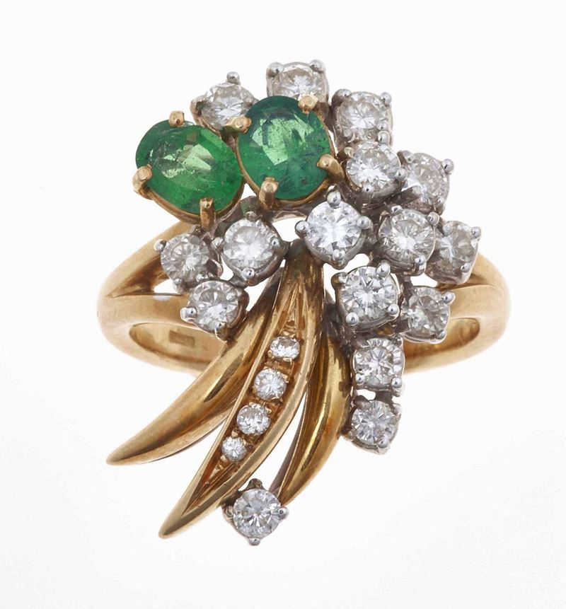 Anello con diamanti e smeraldo  - Auction Jewels - Timed Auction - Cambi Casa d'Aste