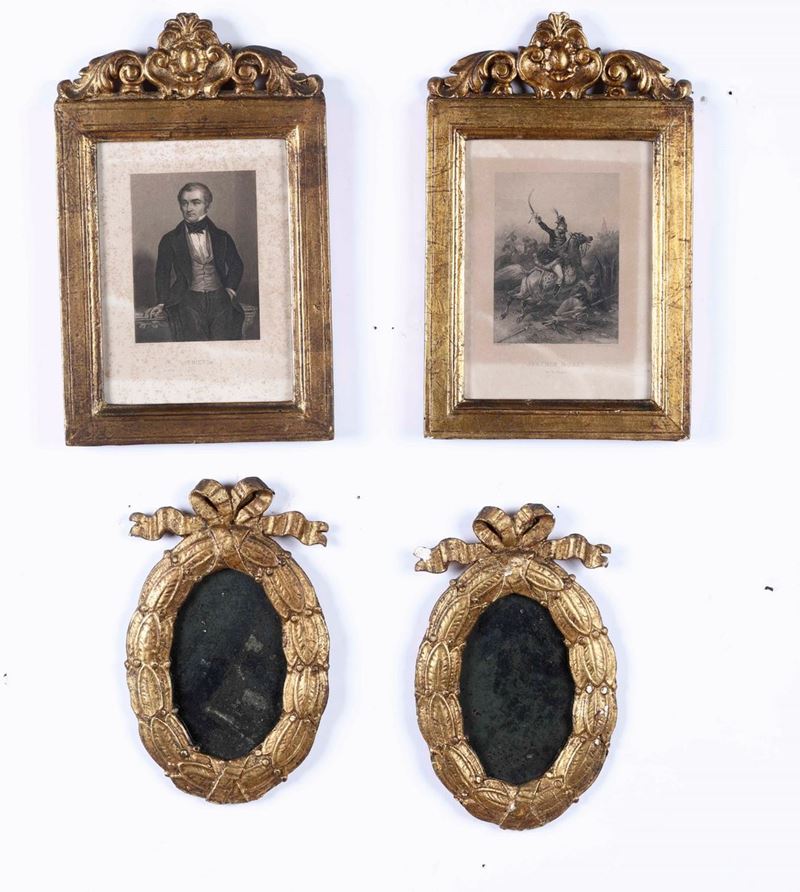 Due coppie di cornicette in legno intagliato e dorato, XIX-XX secolo  - Auction Antiques II - Timed Auction - Cambi Casa d'Aste