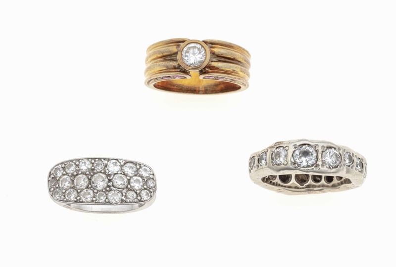 Tre anelli con diamanti  - Asta Gioielli | Asta a Tempo - Cambi Casa d'Aste