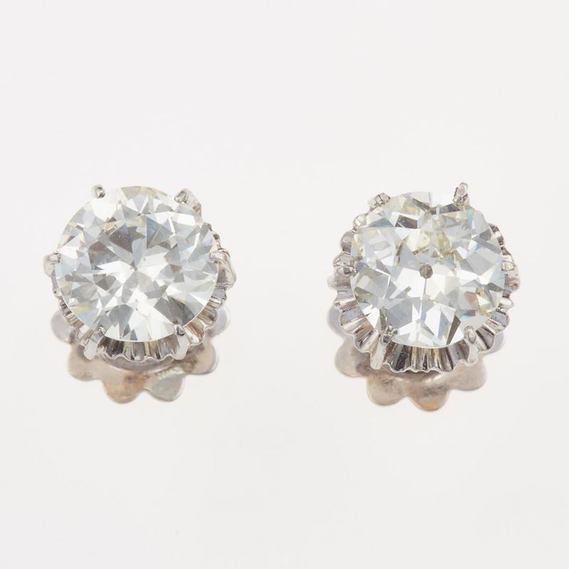 Orecchini con diamanti taglio circular di ct 2.13 e 2.07  - Auction Fine Jewels - Cambi Casa d'Aste