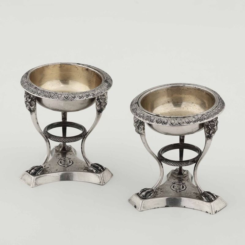 Two tripod salt cellars, Tuscany, 1800s  - Auction Silvers and Object de Vertu - Cambi Casa d'Aste